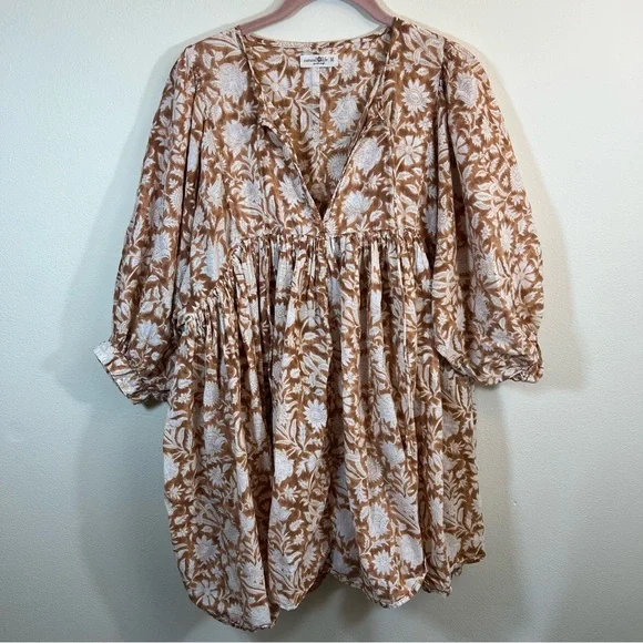 Natural Life Brown Cotton Tunic Aimee Mini Dress Medium - Picture 2 of 12